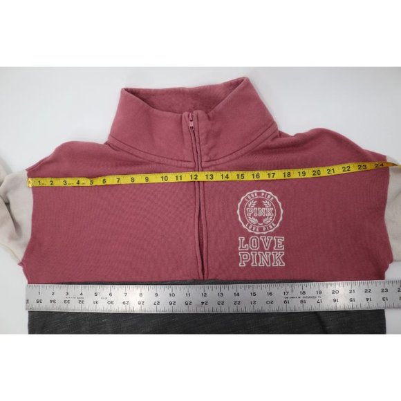 PINK Victoria's Secret women’s L 1/4 zip fleece pullover colorblock logo - Picture 6 of 10